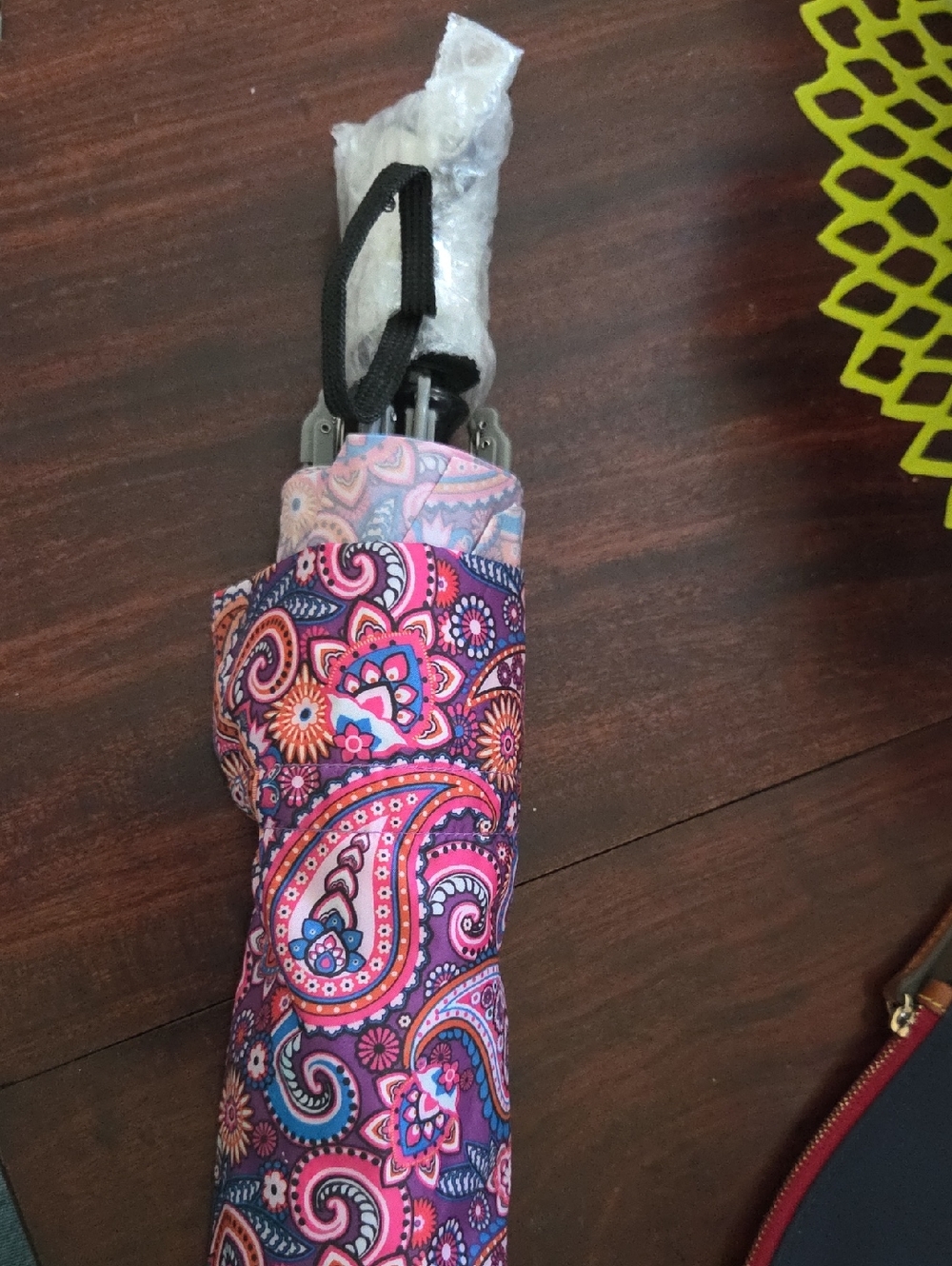 NWT, Compact Paisley Print Folding Umbrella - Pink & Blue